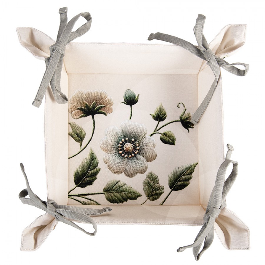 Brotkorb 35x35x8 cm Beige Baumwolle