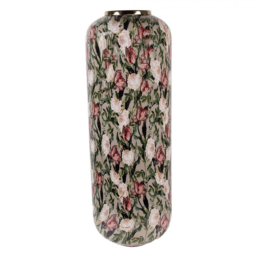 Vase Ø 25x70 cm Grau Metall