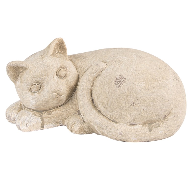 6TE0446 Deko Katze 25x15x12 cm Beige Stein Deko Accessoires