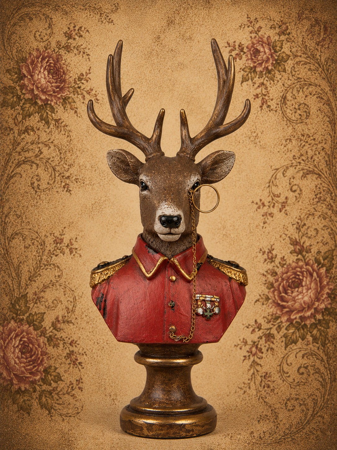 Dekorationsfigur Hirsch 10x8x19 cm Braun Rot