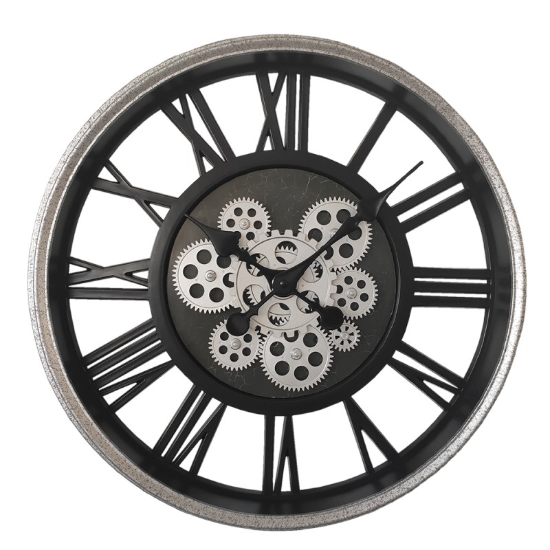6KL0778 Wanduhr Ø 51 cm Schwarz Kunststoff Rund