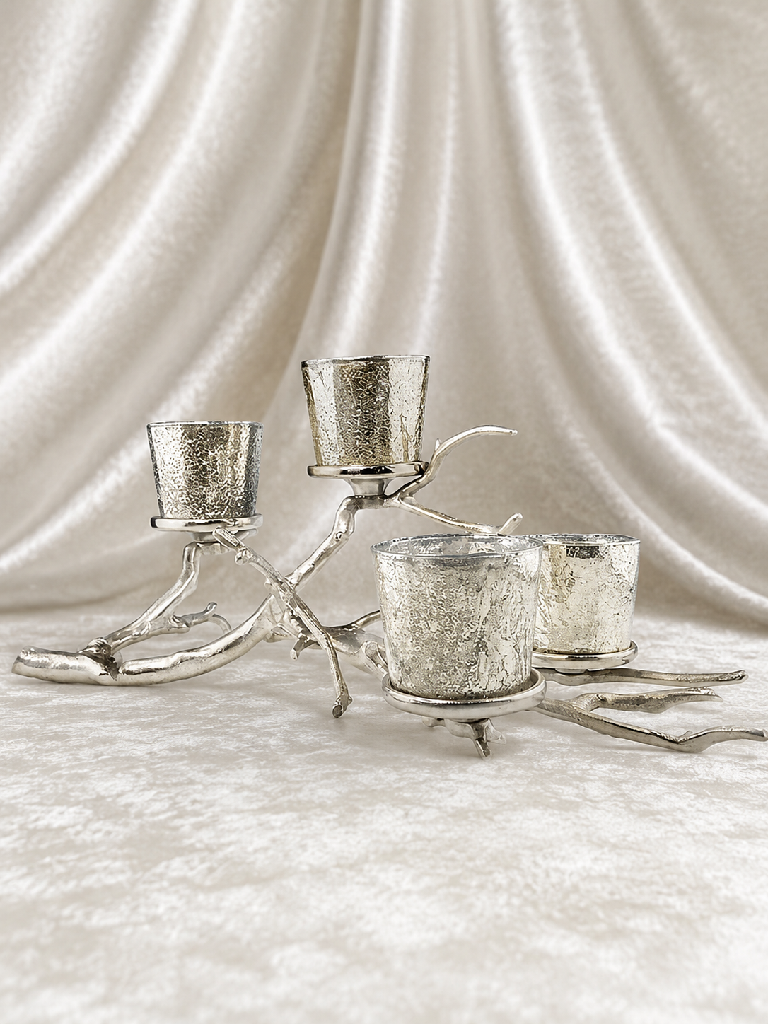 Colmore Tischleuchter mit 4 Gläser silber Alu ca.70cm