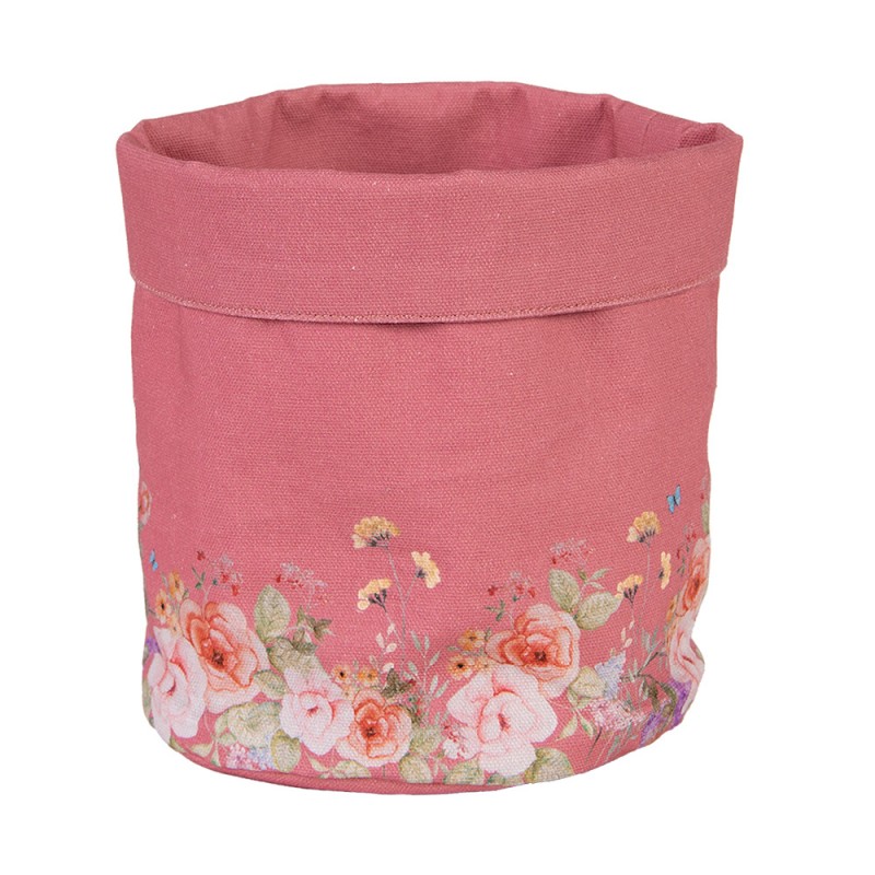Brotkorb Ø 15x16 cm Rosa Baumwolle Blumen