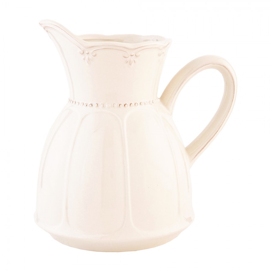 6CE0265 Wasserkrug Beige Keramik Rund Wasserkanne Deko Accessoires