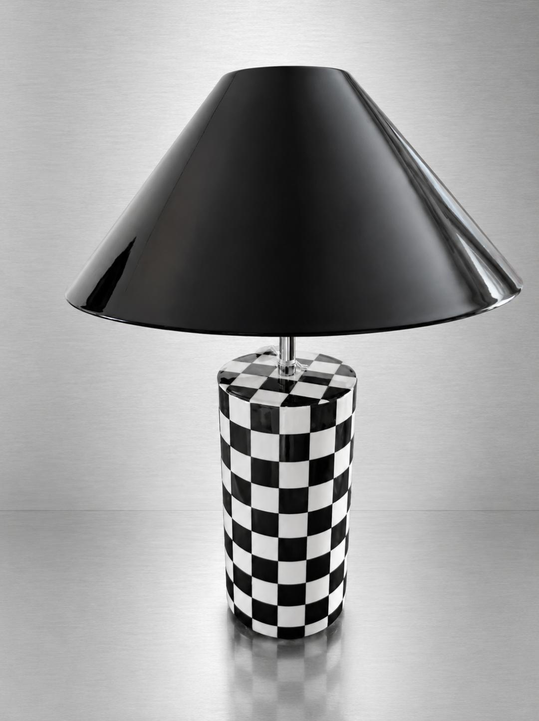 Gilde Lampe Metall schwarz/weiss Schirm Schwarz Metall ca.50cm Gilde