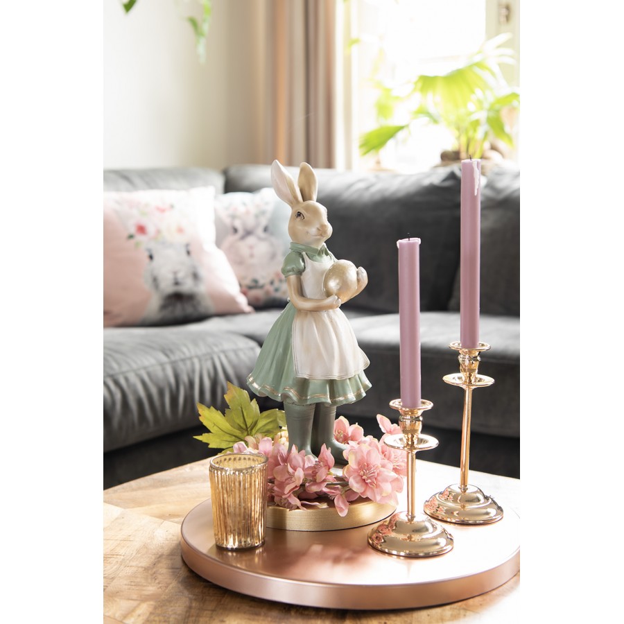 Figur Kaninchen 17x15x40 cm Grün Polyresin Wohnaccessoires