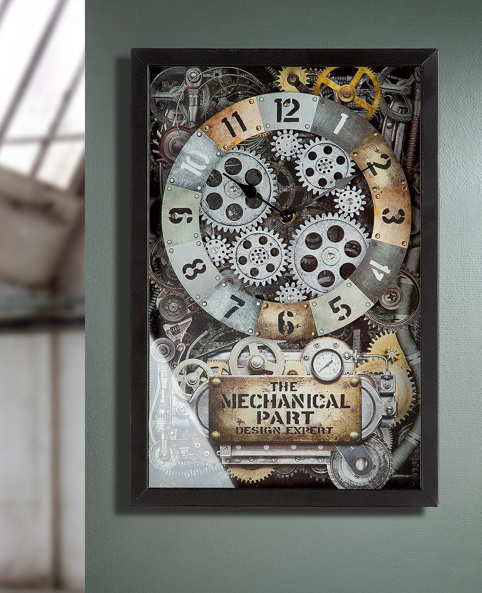 Metall Glas Wanduhr "Steampunk" Länge 	6 cm Breite 	27,5 cm Höhe 	40,5 cm 