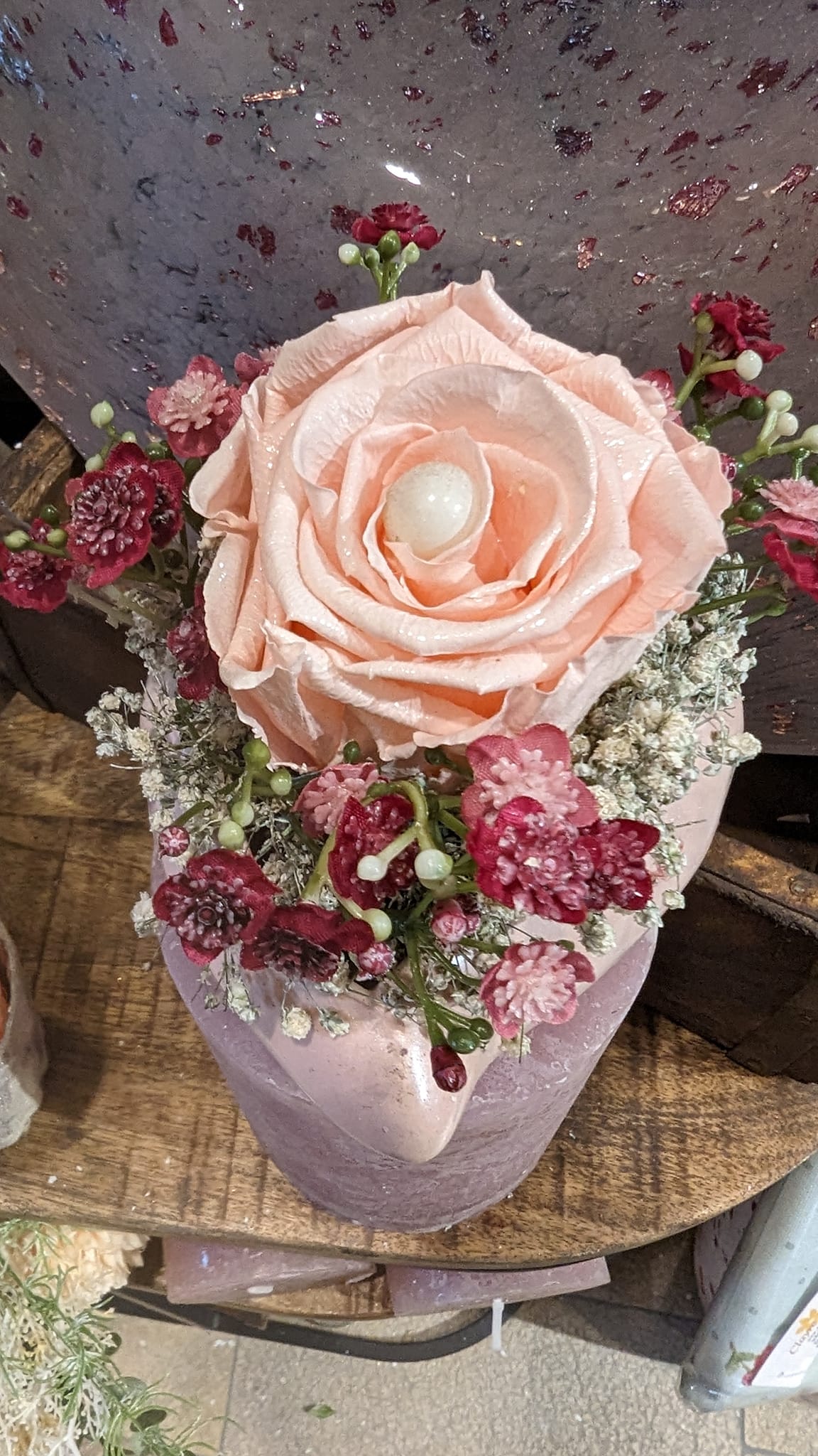 Herz mit echter haltbarer Rose