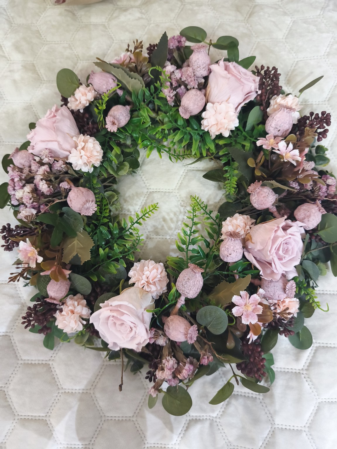 Türkranz mit haltbar und echten Rosen ca.40cm