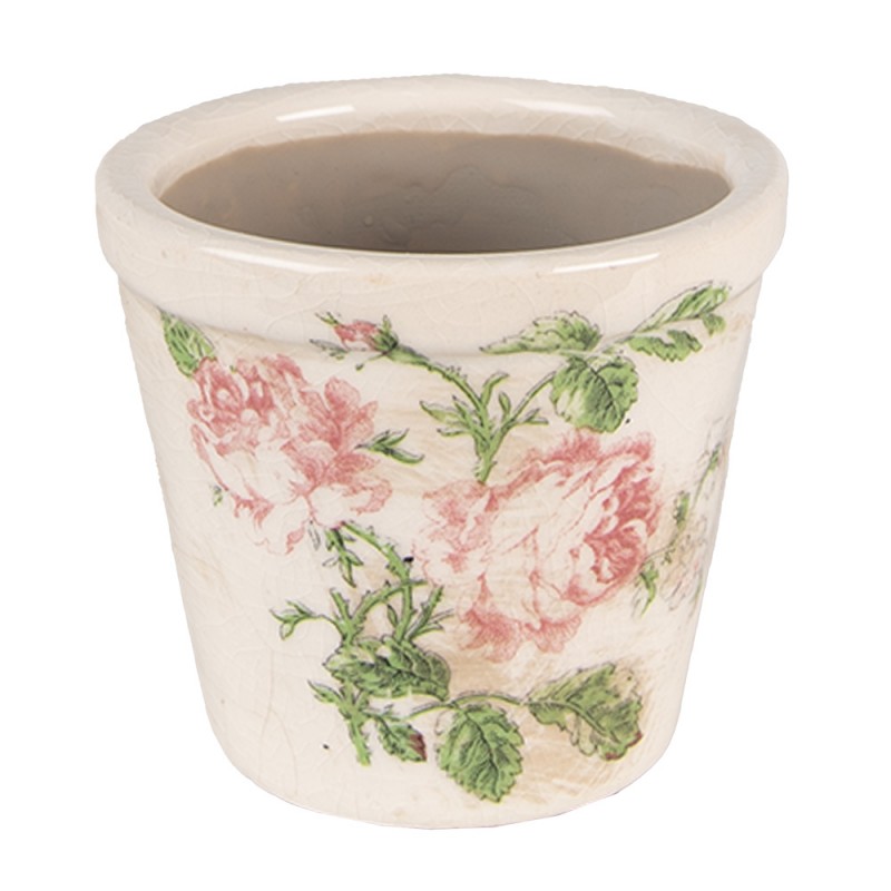 6CE1544XS Blumentopf Indoor Ø 8x7 cm Rosa Beige Keramik Blumen
