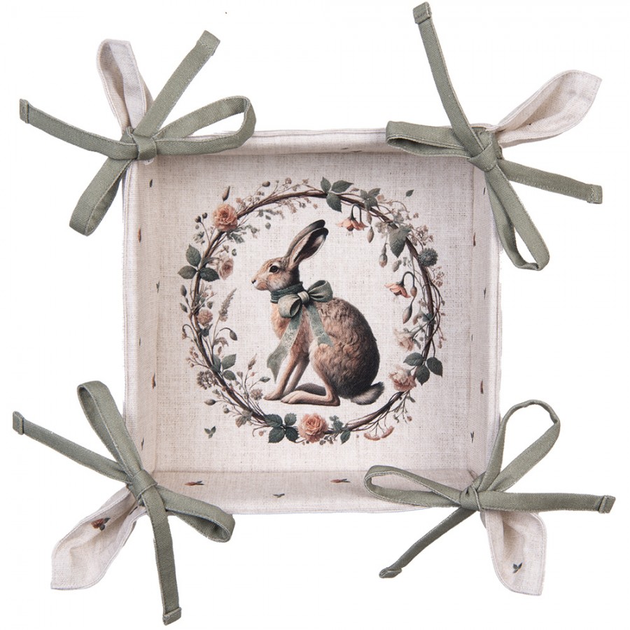 Brotkorb 35x35x8 cm Beige Baumwolle