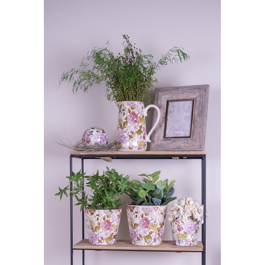 6CE1562L Blumentopf Indoor Ø 19x18 cm Rosa Beige Keramik
