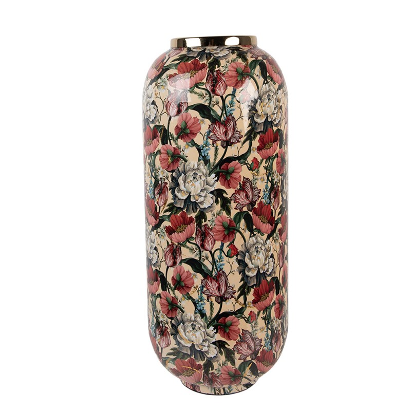 Vase Ø 21x50 cm Beige Metall