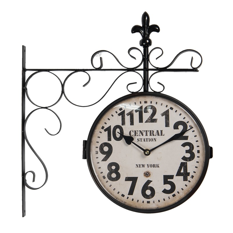 6KL0692 Wanduhr Küche 36x40 cm Schwarz Metall Glas