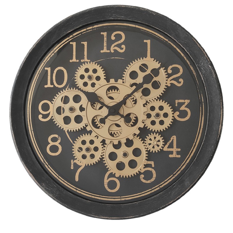 6KL0773 Wanduhr Ø 36 cm Schwarz Kunststoff Rund