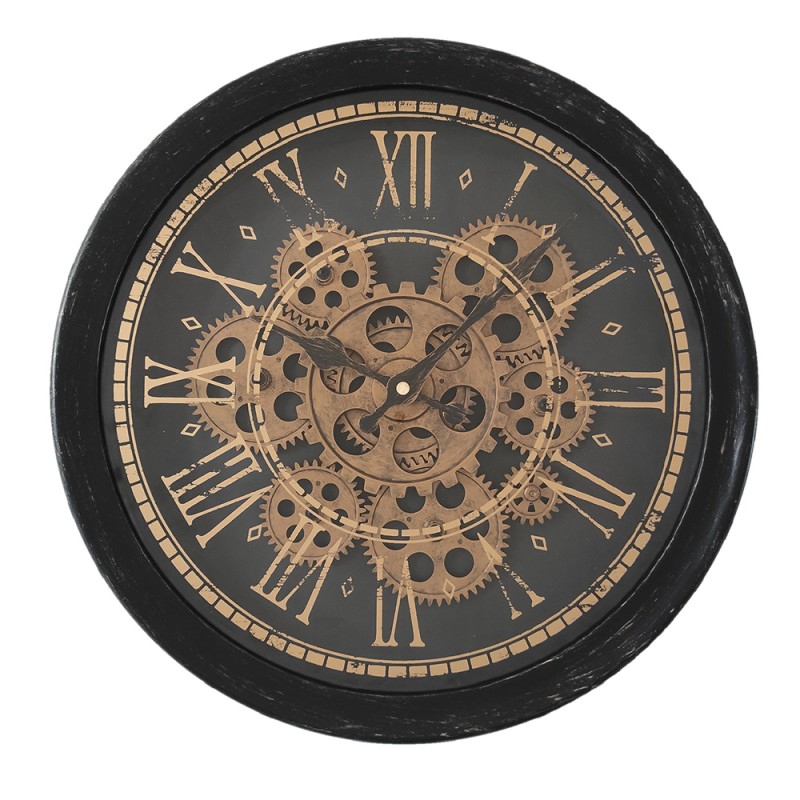 6KL0772 Wanduhr Ø 36 cm Schwarz Kunststoff Rund