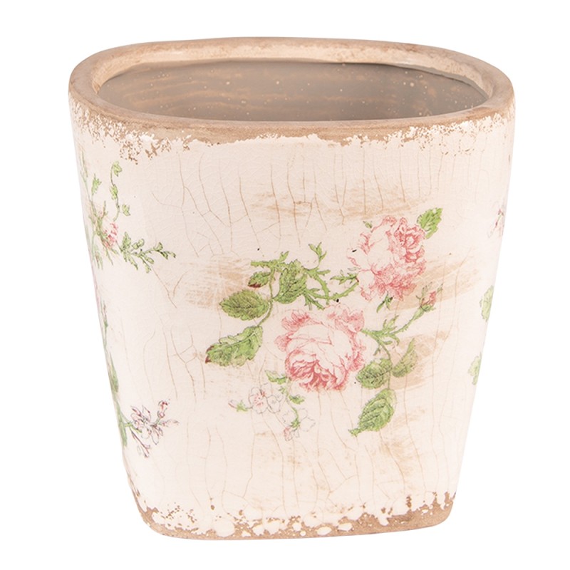 6CE1540M Blumentopf Indoor 14x14x14 cm Rosa Beige Keramik Blumen