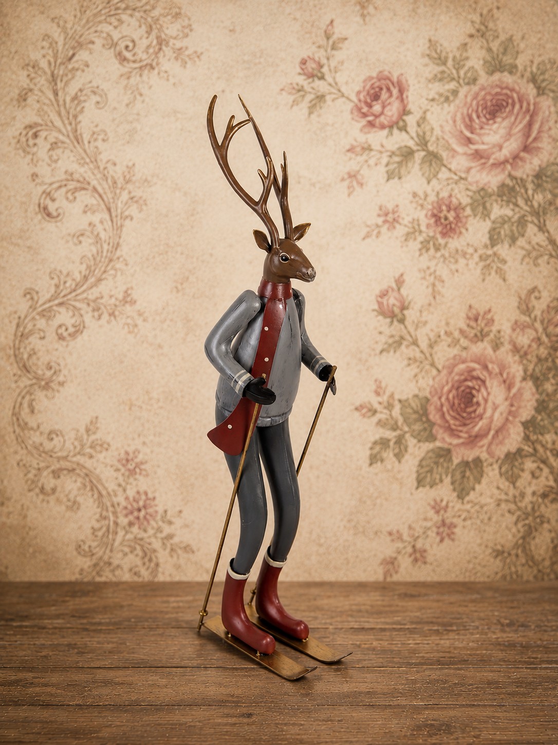 Weihnachtsdekorationsfigur Hirsch 19x15x65 cm Braun Metall