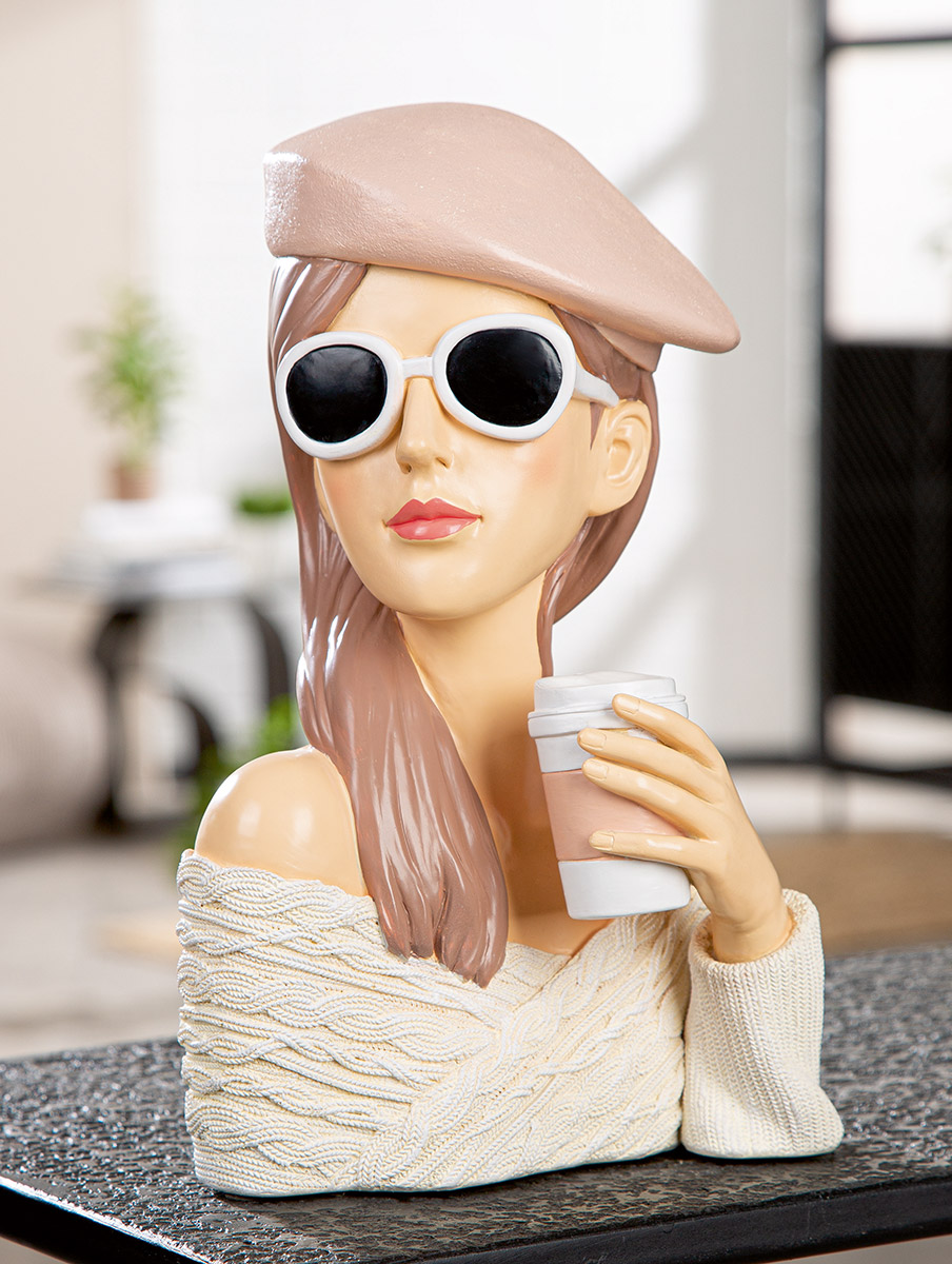  Gilde Figur Frau „Lady Adeline“ Kunstharz weiß/rosa 13 x 17.5 x 28 cm