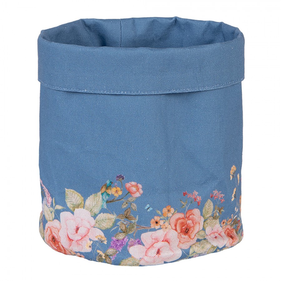Brotkorb Ø 15x16 cm Blau Baumwolle Blumen