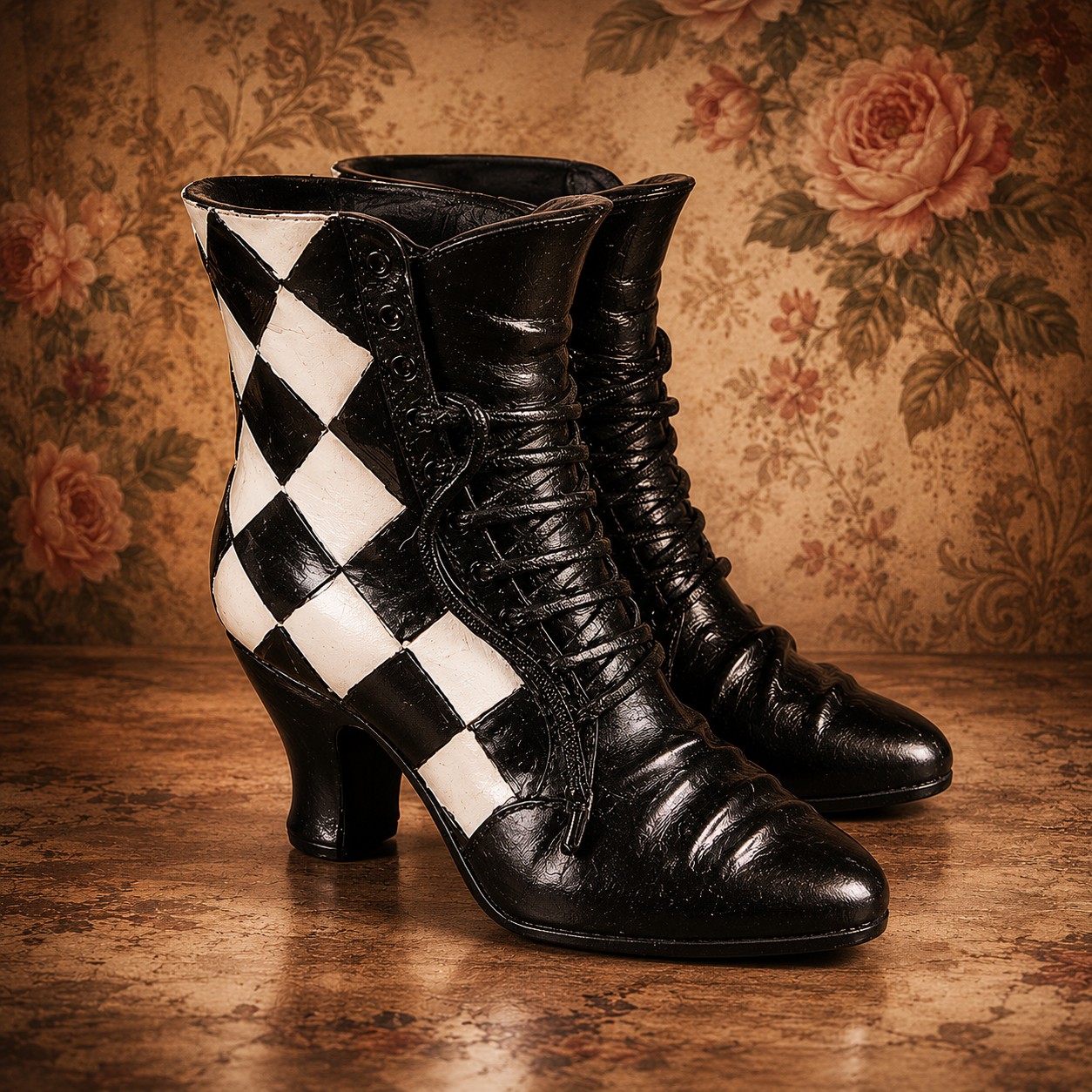 Dekoration Schuhe 15x12x15 cm Schwarz Weiß Polyresin 