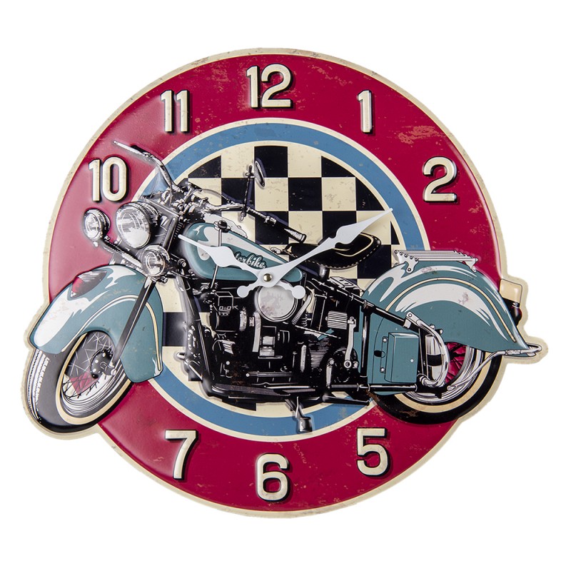 6KL0707 Wanduhr Küche 44x39 cm Rot MDF Motor