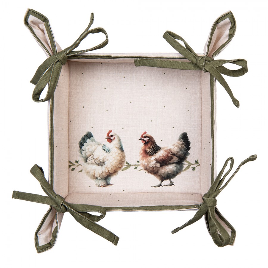 Brotkorb 35x35x8 cm Beige Baumwolle