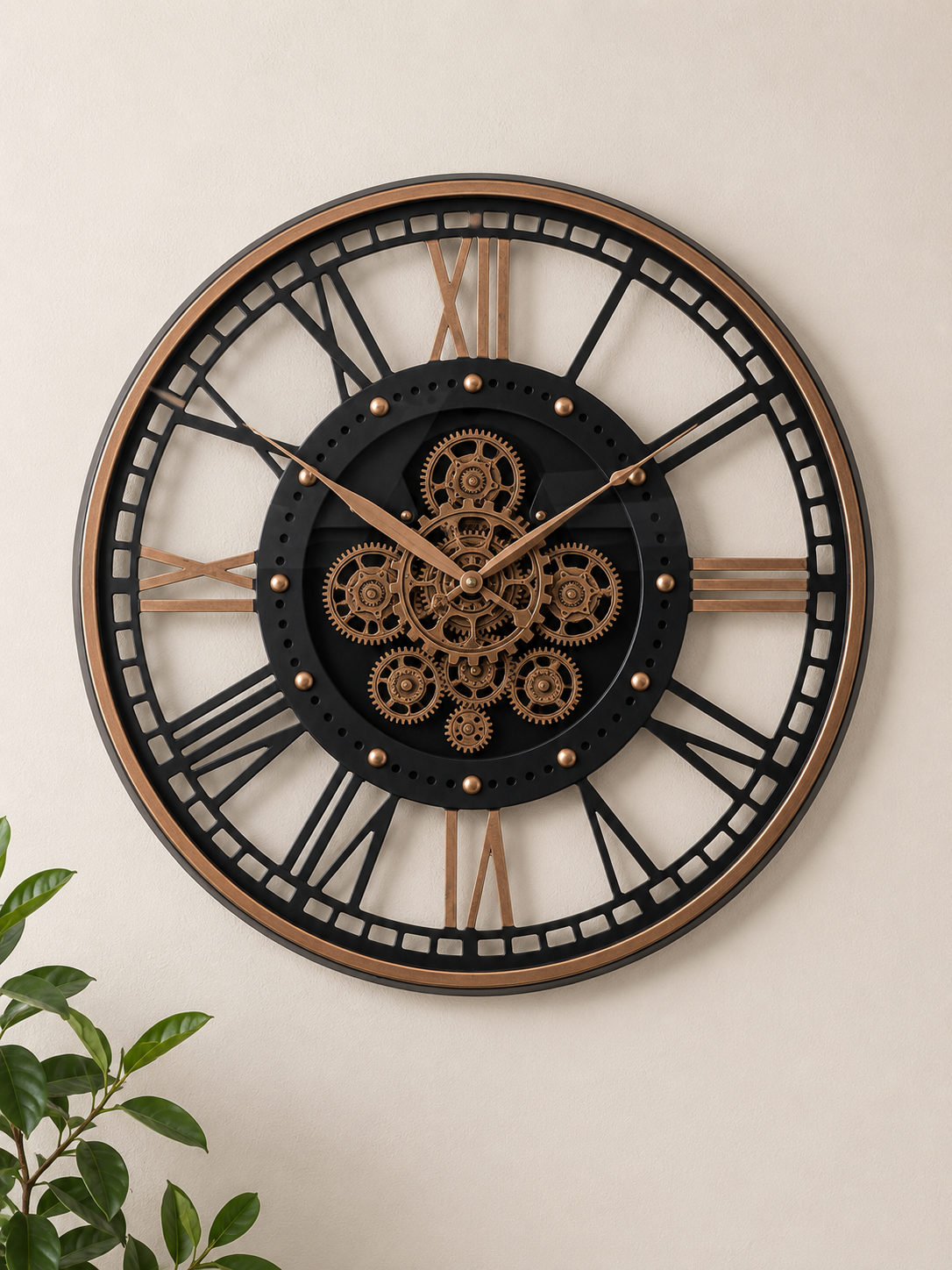 Gilde Wanduhr rund Zahnraduhr   Holz, Metall 67.5 cm 
