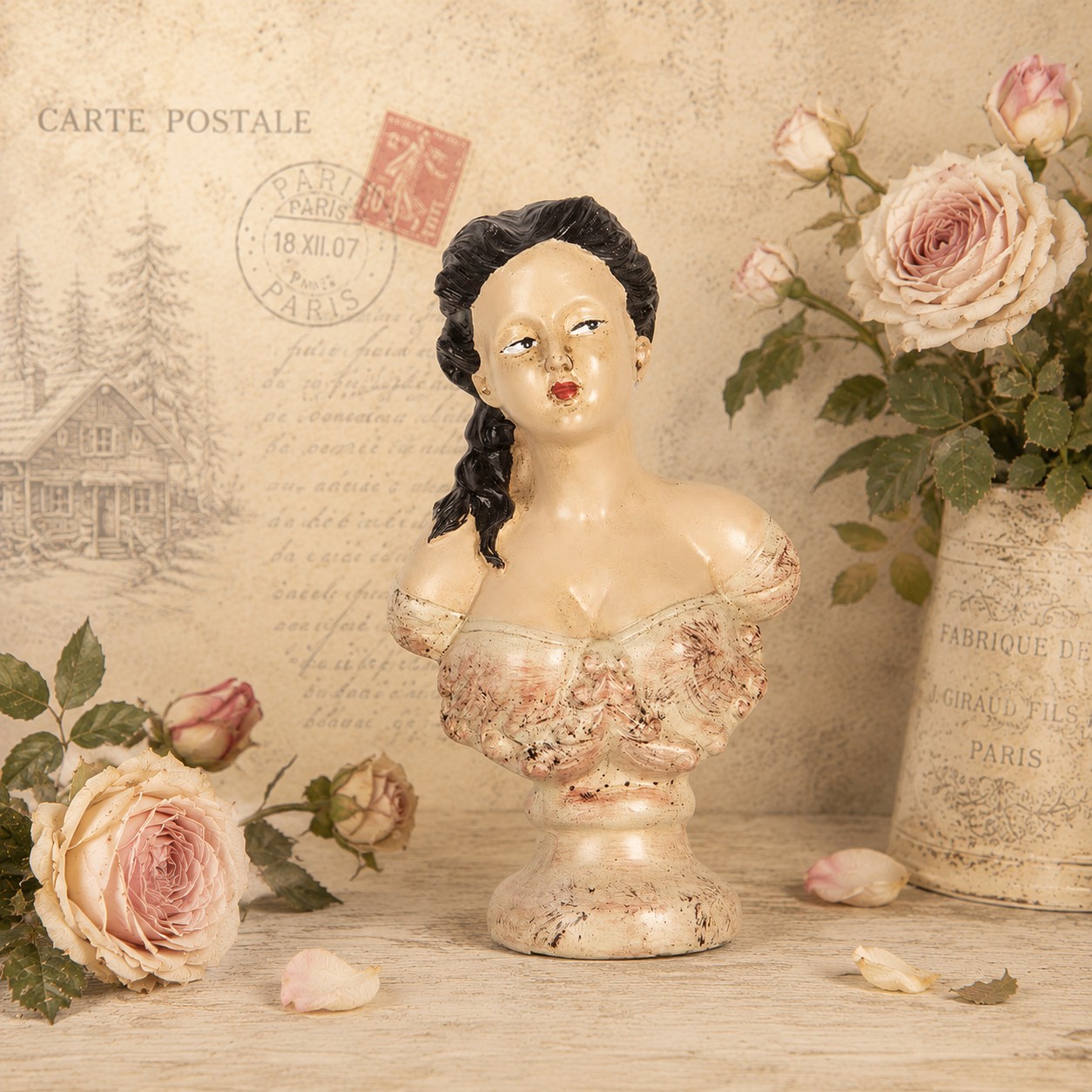 Dekorationsfigur Frau 12x8x20 cm Beige 